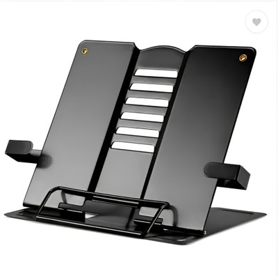 STANCRAY sleek metal book and iPad holder combines functionality with modern design stand Metal Open Book Shelf(Finish Color - BLACK, Pre-assembled)
