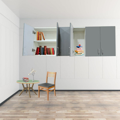 SPECIALITY PANELS 6 Doors Modular Wall Cabinet with Borer & Termites Free Assembly Engineered Wood Close Book Shelf(Finish Color - Grey & White, Pre-assembled)