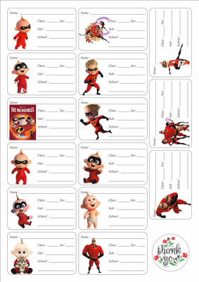selfadhesive INCREDIBLES STICKERS Self Adhesive Paper Label(Multicolor)