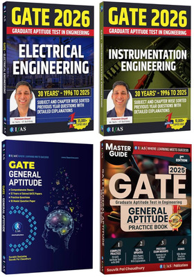 GATE Instrumentation Engineering, Electrical and GATE General Aptitude Theory And Practice  - 2026 [Set of 4 Books] Previous Year Solved Papers with Detailed Solution | Topic Wise Sorted Question Bank with Detailed Explanation | Best Seller Guide for GATE Electrical & Instrumentation Engineering Exa