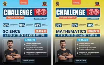 Vedantu Challenge 100 Science & Mathematics Combo Books Set Of 2 For Class 10 | CBSE Chapter-wise PYQ with Solutions | NCERT Competency Based 2026 Exam Prep Guide | Objective & Subjective Questions | Practice Book by Shimon Joseph | Score Booster Series(Paperback, Vedantu)