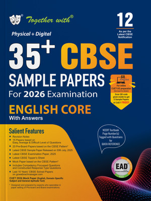 Together with 35+ CBSE Sample Papers Class 12 English Core for 2026 Board Exam | EAD series in Physical + Digital edition includes Solved & unsolved Papers with CBQs & Topper’s Answer Sheet(Paperback, Rachna Sagar) Together with 35+ CBSE Sample Papers Class 12 English Core for 2026 Board Exam | EAD series in Physical + Digital edition includes Solved & unsolved Papers with CBQs & Topper’s Answer Sheet(Paperback, Rachna Sagar)