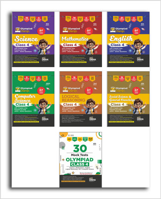 Combo Class 4 (set of 7 books) Olympiad Champs Science, Mathematics, English, Logical Reasoning, Computer Science (Cyber) & GK with 30 Mock Tests 4th Edition(Paperback, Disha Experts)