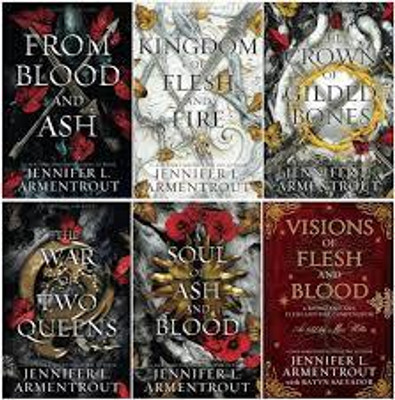 From Blood and Ash + A Kingdom of Flesh and Fire + The Crown of Gilded Bones + The War of Two Queens + A Soul of Ash and Blood + Visions of Flesh and Blood (6 books)(Paperback, Jennifer L. Armentrout)