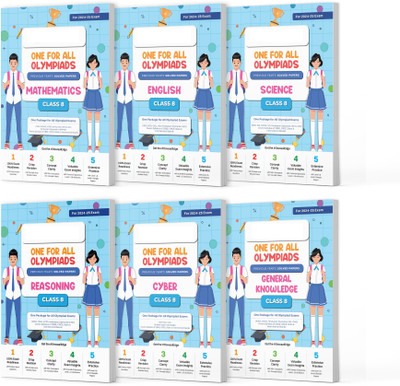 Oswaal One for All Olympiad Previous Years' Solved Papers Class 8 (Set of 6 Books) Maths, English, Science, Reasoning, Cyber & General Knowledge (for 2024-25 Exam)(English, Paperback, Jain P.)