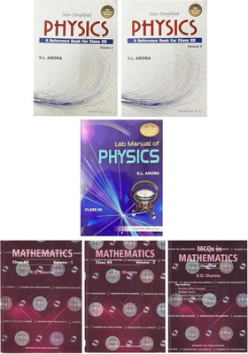 combo of 6 books(New Simplified Physics, For Class 12th(1, 2,Volume Set Free Lab Manual Of Physics + Mathematics Class 12th )(Paperback, Sharma R.D., S L Arora)