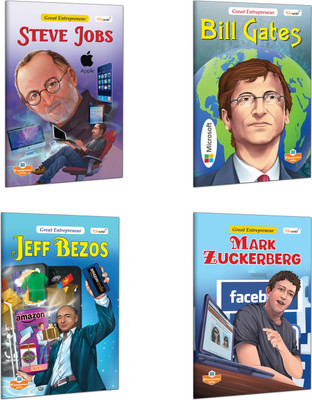 Great Entrepreneurs : Bill Gates, Steve Jobs, Mark Zuckerberg and Jeff Bezos – Inspirational Story book, Children learning story book, Learning books for young learners | Combo of 4 Books(Paperback, GOWOO)
