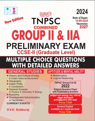 SURA`S TNPSC Group II & IIA Preliminary Exam CCSE II General Studies,Aptitude and Mental Ability MCQA Types Exam Book Guide 2024(Paperback, V.V.K SUBBURAJ)