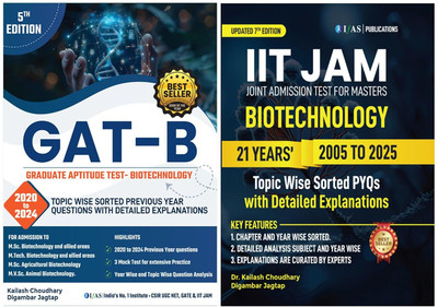 GAT B Biotechnology and IIT JAM Biotechnology  - Topicwise Solved Questions with Detailed Solutions | GAT B (2020–2024) & JAM (2005–2025) PYQs | Best Seller Previous Year Question Paper Book for IIT JAM, GAT B, CUET PG, DBT JRF, MSc Biotechnology Entrance Exams in India | IFAS Publications(Paperback