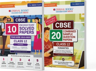 Oswaal CBSE Class 12th 20 Combined Sample Question Papers Humanities Stream (English Core, History, Geography, Political Science, Psychology, Sociology) And 10 Previous Years' Solved Papers Yearwise (2013-2023) (Set Of 2 Books) For 2024 Board Exams(Product Bundle, Oswaal Editorial Board)