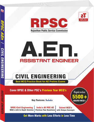 RPSC Assistant Engineer (AEn) Prelims :CIVIL Engineering 5500+ MCQ Best Practice Book Includes All India AEn Exam Previous Year Solved Questions  - All India Assistant Engineer-AEn CIVIL ENGINEERING MCQ Objective Book with Previous Year Solved Questions(Paperback, ZONE TECH Publications)