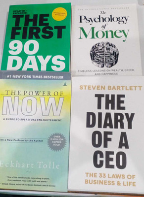 The First 90 Days+ The Diary of a CEO+Psychology of Money+ The Power of Now (Free) Set of Best 4 Motivational Novel(Paperback, Morgan Housel)