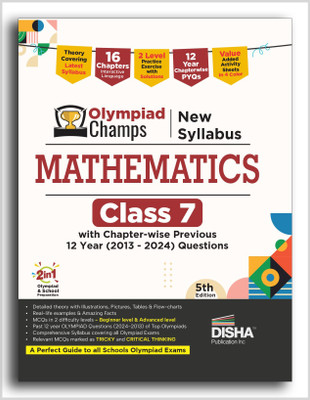 Disha Olympiad Champs New Syllabus Mathematics Class 7 with Chapter-wise Previous 12 Year (2013 - 2024) Questions 5th Edition | Complete Prep Guide with Theory, PYQs, Past & Practice Exercise(Paperback, Disha Experts)