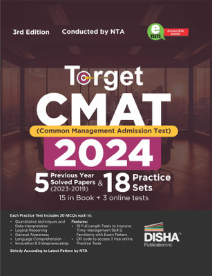 Target CMAT (Common Management Admission Test) 2024 - 5 Previous Year (2023 - 2019) Solved Papers & 18 Practice Sets (15 in Book & 3 Online Tests) 3rd Edition(Paperback, Disha Experts)