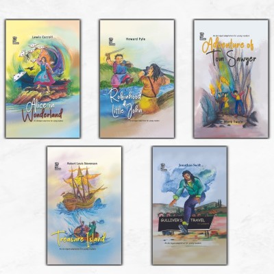 Adventure Tales Collection: Alice in Wonderland, Treasure Island, Robin Hood & Little John, Tom Sawyer's Adventures, Gulliver's Travels in Lilliput - 5-Book Combo Set(Paperback, Lewis Carroll, Jonathan Swift, Howard Pyle, Mark Twain, Robert Louis Stevenson)