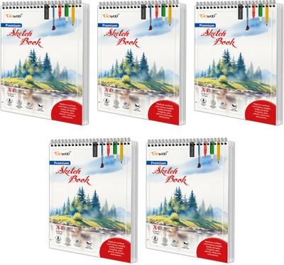 A4 Premium Sketch Book : Set of 5 Artist Sketch Pads, 36 sheets sketch book for Drawing and Doodling, Top Spiral-Bound Sketchpad for Artists(Paperback, GO WOO)
