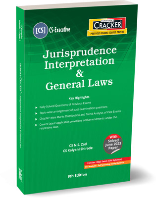 Taxmann's CRACKER for Jurisprudence Interpretation & General Laws (Paper 1 | JIGL) – Covering past exam questions (topic-wise) & detailed answers | CS Executive | Dec. 2023 Exam(Paperback, CS N.S. Zad, CS Kalyani Shirode)