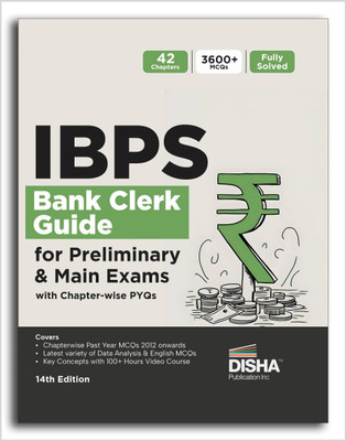 IBPS Bank Clerk Guide for Preliminary & Main Exams with Chapter-wise PYQs 14th Edition | 42 Chapters | 3900+ MCQs | Fully Solved(Paperback, Disha Experts)