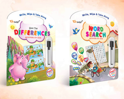 Write, Wipe & take Along Spot the Difference , Word Search With Pen |Combo of 2 | Engage & Explore Set(Paperback, GO WOO)