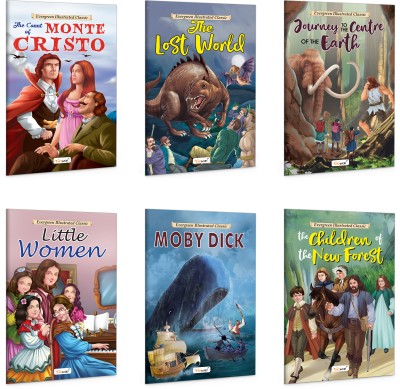 Evergreen Illustrated Classics for kids : Journey to the centre of the earth, Little Women, Moby Dick and more - Classic story books, Adventure book for children | Pack of 6 books(Paperback, GOWOO)