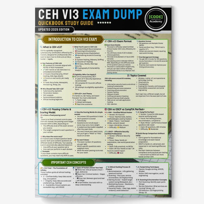 CEH v13 Q&A Exam Dumps Quick Book 2025 | Laminated Cheatsheet Reference Guide (Free Hacking Course & Tools)(Pamphlet, A. Adams)