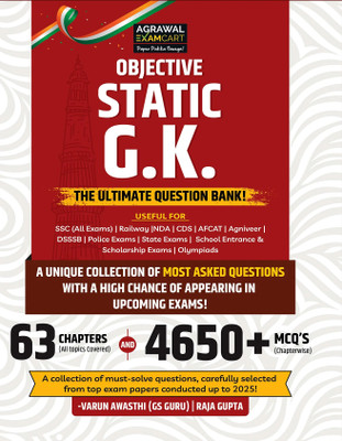 Examcart Objective Static GK Question Bank Book by Varun Awasthi Sir and Raja Gupta for SSC, Railway, Police, Defence, TET, State PCS Exams 2025 (English)(Paperback, Examcart Experts)