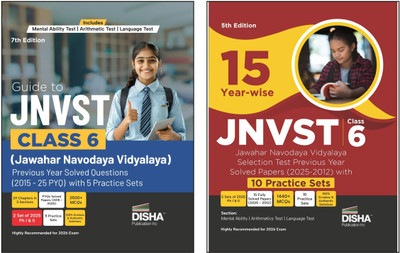 Disha Combo (set of 2 Books) Study Package for JNVST Class 6 Jawahar Navodaya Vidyalaya Selection Test - Guide + Previous Year Solved Papers + Practice Sets - 5th Edition | For 2026 Exam | PYQs(Paperback, Disha Experts)