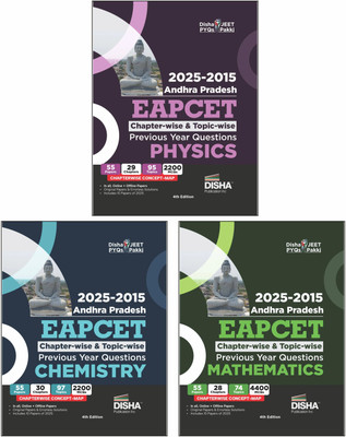 Disha 2025 - 2015 Andhra Pradesh EAPCET Chapter-wise & Topic-wise Physics, Chemistry & Mathematics Previous Year Solved Papers with Concept Maps 4th Edition| 7000+ PYQs PCM Question Bank for 2026 Exams(Paperback, Disha Experts)