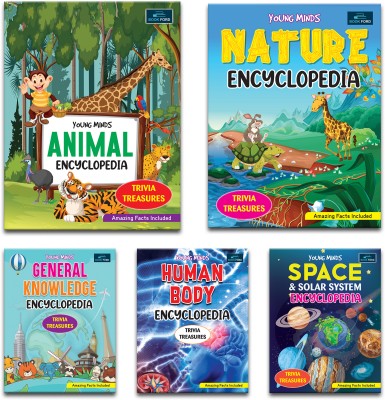 Young Minds Encyclopedia - Set of 5 Books - Animals , General Knowledge , Space , Human Body , and Nature Encyclopedia For Kids(Paperback, BOOKFORD PUBLICATIONS PVT. LTD.)