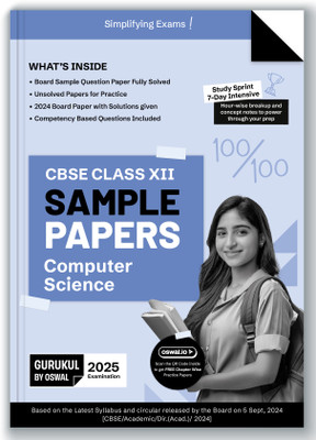Gurukul By Oswal Computer Science Sample Papers for CBSE Class 12 Board Exam 2025 : Fully Solved New SQP 2025, Solved Sample Papers, Unsolved Sample Papers, Board Solved Papers 2024, Latest Syllabus(Paperback, Oswal Publishers)