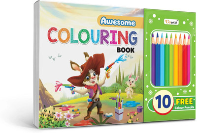 Awesome Colouring Book for kids: Fun-filled colouring adventure book, colouring book for kids, Creative colouring book for children with 10 free pencil colours for ages (3-12).(Paperback, GO WOO)