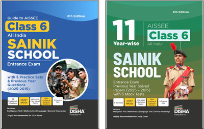Disha Combo (set of 2 Books) Study Package for AISSEE Class 6 All India SAINIK School Entrance Exam - Guide + Previous Year Solved Papers + Practice Sets - 5th Edition | For 2026 Exam | PYQs(Paperback, Disha Experts)