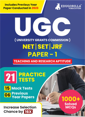 NTA UGC NET Paper 1 Book  - 2024 : Teaching and Research Aptitude, Logical/Mathematical Reasoning - 15 Mock Tests and 6 Previous Year Papers (1000 Solved MCQs) with Free Access to Online Tests(English, Paperback, Edugorilla Prep Experts)