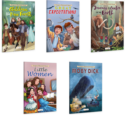 Illustrated educational books for young readers : Great Expectations, Journey to the centre of the earth and more - Timeless children's adventure books, Learning books for kids | Pack of 5 books(Paperback, GOWOO)