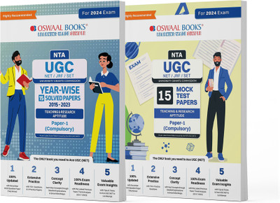 Oswaal NTA UGC NET Paper-1 15 Solved Papers General Aptitude | Year-wise 2015-2023 + 15 Mock Test Papers Teaching & Research Aptitude General Paper-1 (Compulsory) | For 2024 Exam(Product Bundle, Oswaal Editorial Board)