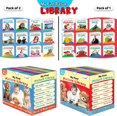 My first learning library box (Red and Blue Edition) : Kids first little library, Board book for kids, Early learning books, Picture book collection, Box Set Of 24 Board Books(Board Book, GO WOO)