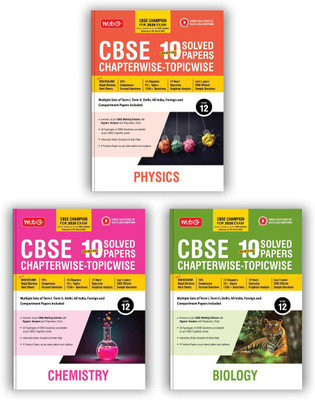 MTG CBSE 10 Years (2025-2016) Chapterwise Topicwise Solved Papers Class 12 Physics, Chemistry & Biology (Set of 3 Books) - CBSE Champion For 2026 Exam | Free Video Solution of PYQs (As Per Latest Pattern)(Paperback, MTG Editorial Board)