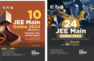 Disha Combo (set of 2 Books) 34 JEE Main Online 2024 Session I & 2023 Session I & 2 Previous Year Solved Papers (All sittings) with Rank Predictor | PYQs for Physics, Chemistry & Mathematics | Mock Tests(English, Paperback, unknown)