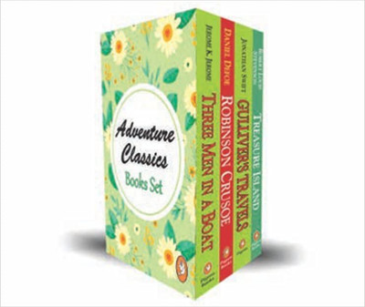 Adventure Classics Book Set: Three Men in a Boat, Robinson Crusoe, Gulliver Travels & Treasure Island (Set of 4 Books)(Paperback, Jonathan Swift, Jerome K. Jerome, Robert Louis Stevenson, Daniel Defoe) Adventure Classics Book Set: Three Men in a Boat, Robinson Crusoe, Gulliver Travels & Treasure Island (Set of 4 Books)(Paperback, Jonathan Swift, Jerome K. Jerome, Robert Louis Stevenson, Daniel Defoe)