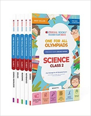 Oswaal One For All Olympiad Previous Years Solved Papers, Class 2 (Set Of 5 Books) Mathematics, English, Science, Reasoning & General Knowledge (For 2022-23 Exam)(Paperback, Oswaal Editorial Board)