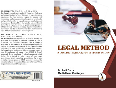 LEGAL METHOD (A CONCISE TEXTBOOK FOR STUDENTS OF LAW)  - A5 Size(Paperback, Dr. Rubi Dutta, Mr. Subham Chatterjee)