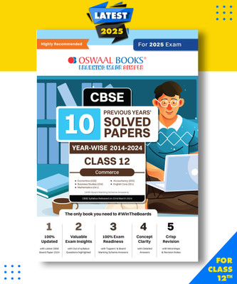Oswaal Cbse 10 Years' Solved Papers Commerce (English Core, Mathematics, Accountancy, Economics, Business Studies) Class 12 Book (for 2024 Exam)(English, Paperback, Jain P.)