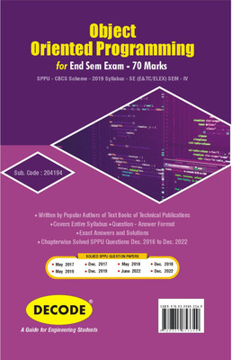 Object Oriented Programming for SPPU 19 Course (SE - IV - E&Tc/Elex. - 204194) (Decode) (END SEM)(Paperback, MRS. ANURADHA A. PUNTAMBEKAR)