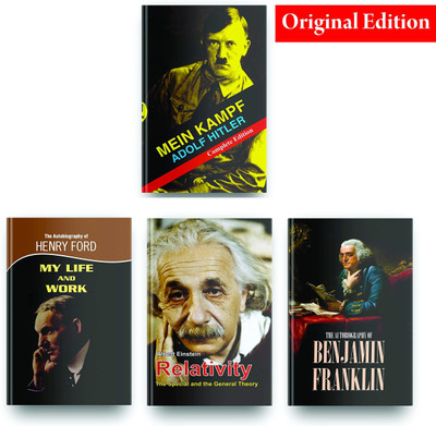 Fantastic Non Fiction Books Bestsellers Set Of 4- Mein Kamphf Autobiography Adolf Hitler English Plus Benjamin Franklin Autobiography, Life And Work Plus Relativity By Einstein  - Fantastic Non Fiction Books Bestsellers Set Of 4. with 1 Disc(Paperback, Adolf Hitler, Henry Ford, Albert Einstein)
