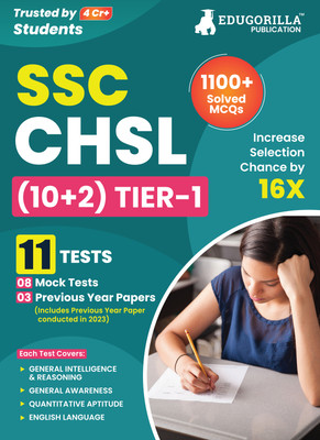 SSC CHSL Tier 1 Book  - 2024 (English Edition) - 8 Full Length Mock Tests and 3 Previous Year Papers (1100 Solved Questions) with Free Access to Online Tests(English, Paperback, Edugorilla Prep Experts)