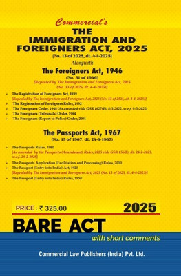 IMMIGRATION AND FOREIGNERS ACT, 2025(Paperback, Commercial's)
