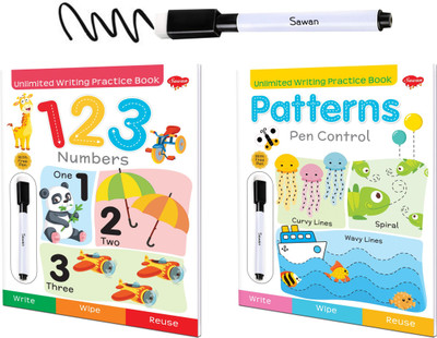 Numbers and Patterns Unlimited Writing Practice Book (With a free pen) : Numbers Practice Book, Educational Book for Kids, Writing Book for Children | Combo of 2 Writing Practice Book(Paperback, SAWAN)