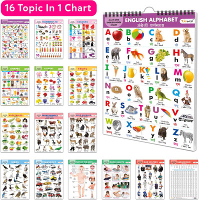 Essential Chart Of All In One : My First ALL IN ONE SPIRAL CHART ENGLISH-HINDI Educational Chart books for toddlers Collection With 16 Topics, return gifts for kids(Spiral-bound, GOWOO) Essential Chart Of All In One : My First ALL IN ONE SPIRAL CHART ENGLISH-HINDI Educational Chart books for toddlers Collection With 16 Topics, return gifts for kids(Spiral-bound, GOWOO)