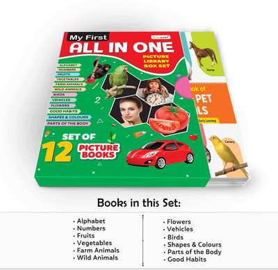 Gift Set For Kids My First All in One Picture Library Box (Green Edition) : Early Learning Picture Book Collections, Essential Book, Box Set Of 12 Books(Paperback, GOWOO)