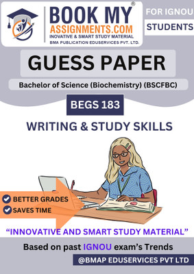 IGNOU BEGS 183 Writing and Study Skills Guess Paper Book | Designed for Bachelor of Arts (English) Exam Preparation | Covers Important Questions & Previous Years’ Papers | 50–60 Pages (Hindi Edition)(Paperback, BMA Publication) IGNOU BEGS 183 Writing and Study Skills Guess Paper Book | Designed for Bachelor of Arts (English) Exam Preparation | Covers Important Questions & Previous Years’ Papers | 50–60 Pages (Hindi Edition)(Paperback, BMA Publication)